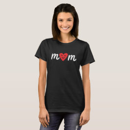 Witte Moeder Hart Minimalistische Liefde T-shirt