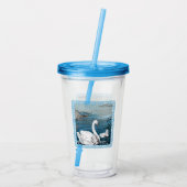 Witte Moeder Swan in het meer met Baby Acryl Drinkbeker (Achterkant)