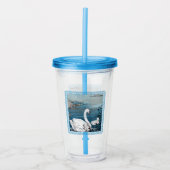  Witte Moeder Swan in het meer met Baby Acryl Drinkbeker (Voorkant)