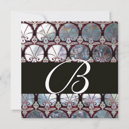 WITTE MOEDER VAN MONOGRAM VAN PEARL DAMASK CARNATI KAART (Voorkant)