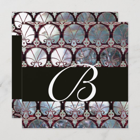 WITTE MOEDER VAN MONOGRAM VAN PEARL DAMASK CARNATI KAART (Voorkant / Achterkant)