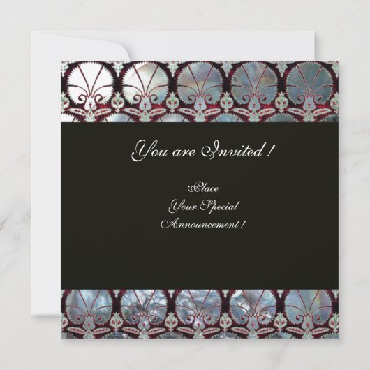 WITTE MOEDER VAN MONOGRAM VAN PEARL DAMASK CARNATI KAART (Achterkant)