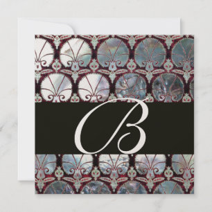 WITTE MOEDER VAN MONOGRAM VAN PEARL DAMASK CARNATI KAART