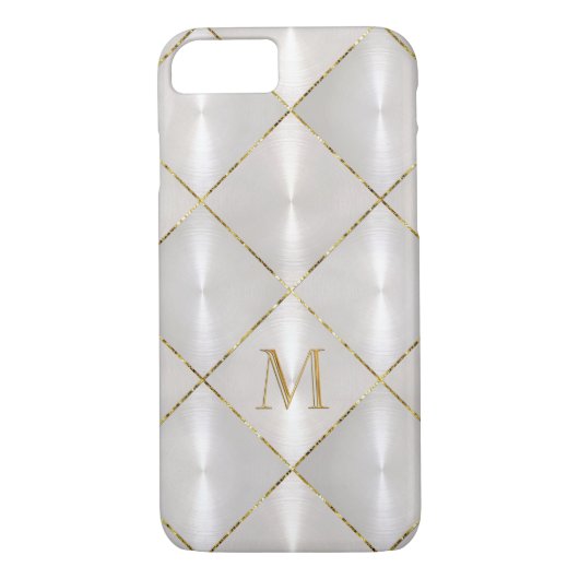Witte moeder van Pearl met goudmonogram Case-Mate iPhone Case (Achterkant)