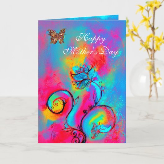 WITTE Moederdag EN BUTTERFLIES Kaart (Gele Bloem)