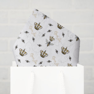 Witte Moederdag Royal Queen Bee & Gold Crown Tissuepapier