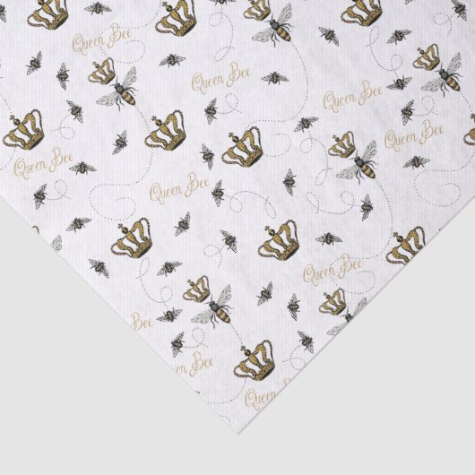 Witte Moederdag Royal Queen Bee & Gold Crown Tissuepapier (Detail)