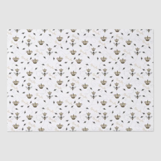 Witte Moederdag Royal Queen Bee & Gold Crown Tissuepapier (Voorkant)
