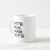 Witte mok donkere gedachten grappige humor (Voorkant links)