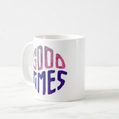 Witte mok, gedrukt met goedheid. koffiemok (Voorkant links)
