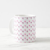 Witte mok – Klein roze hol hartjes patroon (Voorkant links)