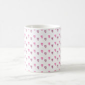 Witte mok – Klein roze hol hartjes patroon (Center)