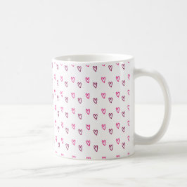 Witte mok – Klein roze hol hartjes patroon