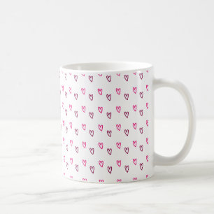 Witte mok – Klein roze hol hartjes patroon