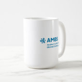 Witte mok met blauwe AMBS-logo (Voorkant rechts)