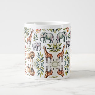 Witte mok met een levendig jungle dier 