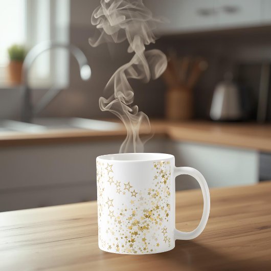 Witte mok met gouden sterren