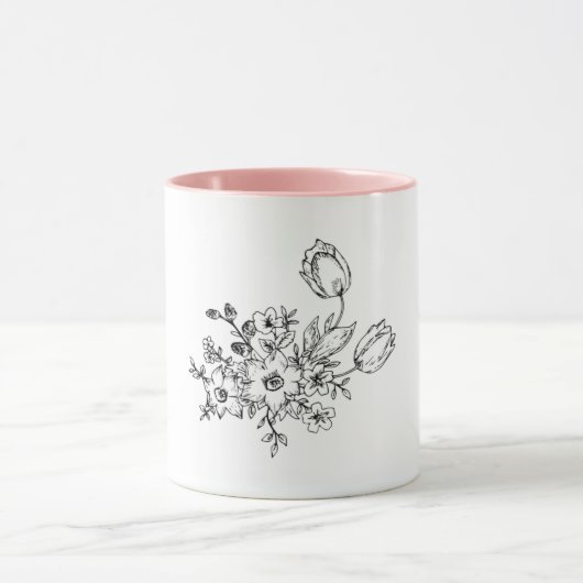 Witte mok met handgemaakte ontwerp (Midden)