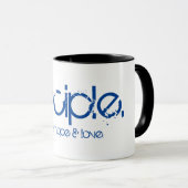 Witte Mok met korte eenheid, zwart binnen (Voorkant rechts)