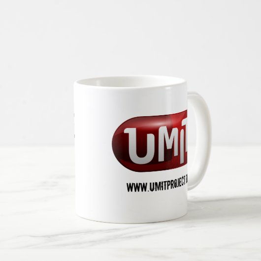 Witte mok met Umit logo (Voorkant rechts)