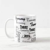 Witte Mok met zwarte namen Pattern (Links)