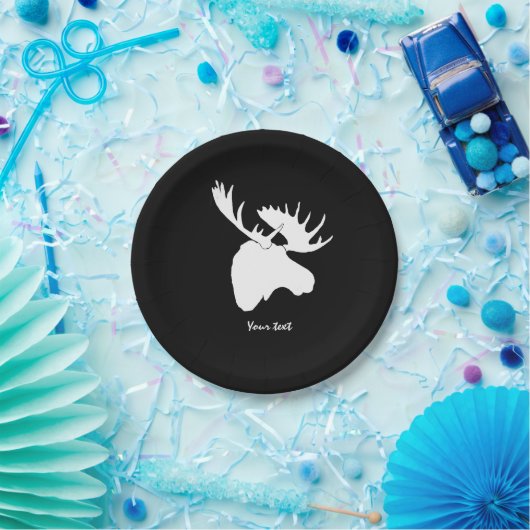 witte molen tegen zwarte achtergrond papieren bordje (Feest)