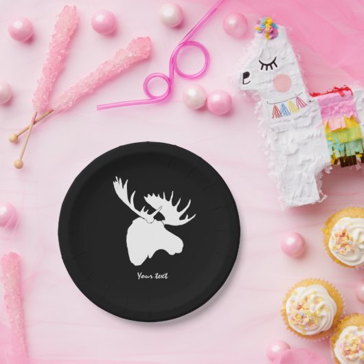 witte molen tegen zwarte achtergrond papieren bordje (Feest)