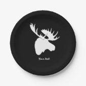 witte molen tegen zwarte achtergrond papieren bordje (Voorkant)