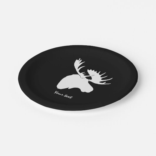 witte molen tegen zwarte achtergrond papieren bordje (Gekanteld)