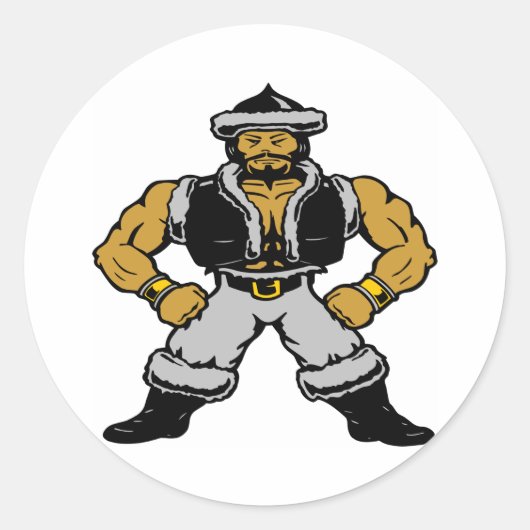 Witte Mongoolse Hun Warrior Ronde Sticker (Voorkant)
