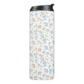 Witte Monogram Bloemen Patroon Thermische Tumbler Thermosbeker (Gedraaid links)
