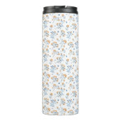 Witte Monogram Bloemen Patroon Thermische Tumbler Thermosbeker (Achterkant)