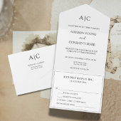 Witte Monogram Bruiloft All In One Uitnodiging