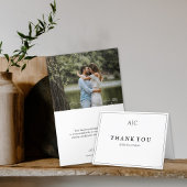 Witte monogram bruiloft gevouwen bedankkaart