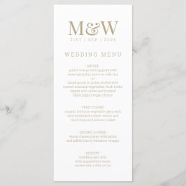 Witte Monogram Bruiloft Menu