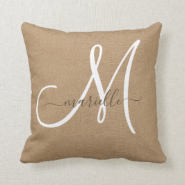 Witte monogram Cocoa Caramel Brown Sierkussen