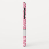 Witte monogram en roze glitter Case-Mate iPhone case (Achterkant/links)