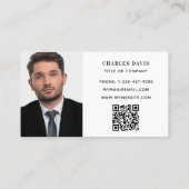 Witte monogram foto Qr code logo elegant Visitekaartje (Achterkant)