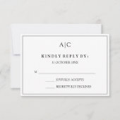Witte Monogram Huwelijks RSVP Kaart (Voorkant)