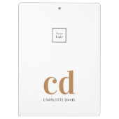 Witte monogram initiaal business logo klembord (Achterkant)