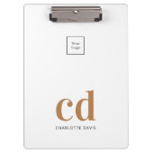 Witte monogram initiaal business logo klembord (Voorkant)