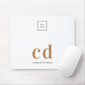 Witte monogram initiaal business logo muismat (Met muis)