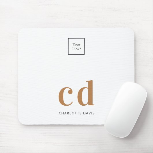 Witte monogram initiaal business logo muismat (Met muis)