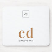 Witte monogram initiaal business logo muismat (Voorkant)