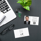 Witte monogram initiaal foto Qr code logo Visitekaartje
