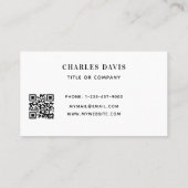 Witte monogram initiaal Qr code logo Visitekaartje (Achterkant)