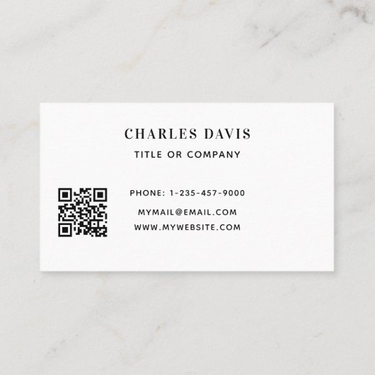 Witte monogram initiaal Qr code logo Visitekaartje (Achterkant)