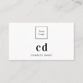 Witte monogram initiaal Qr code logo Visitekaartje (Voorkant)