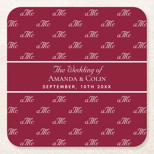 Witte monogram initialen met bruine bruine bruilof kartonnen onderzetters (Voorkant)