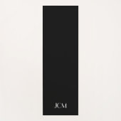 Witte Monogram Initialen op zwart Yogamat (Voorkant)